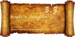 Bogár Zoltán névjegykártya